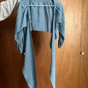 Shein Cropped Tie Front Short Set